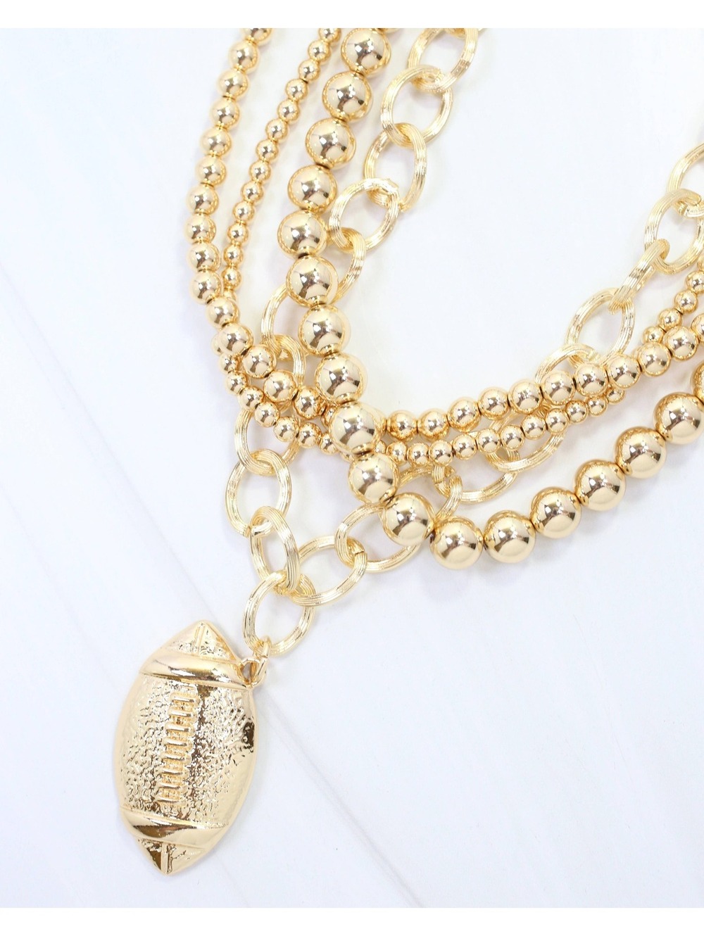 Caroline Hill Bree Beaded Layered Football Necklace Gold